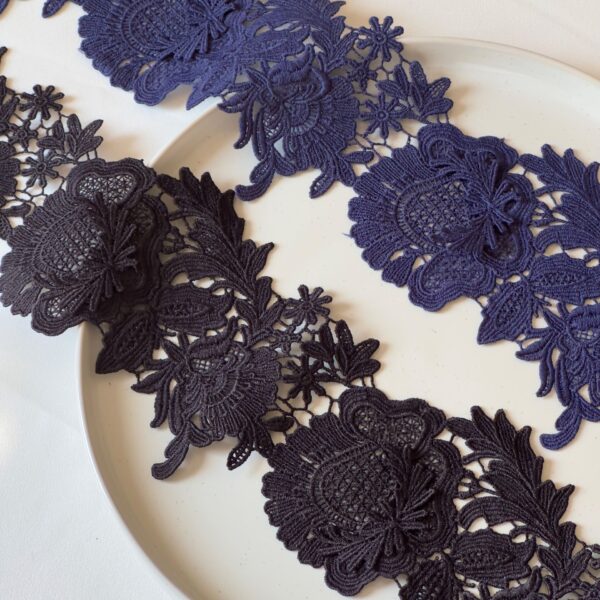 9CM Midnight Floral Elegance Embroidered Lace