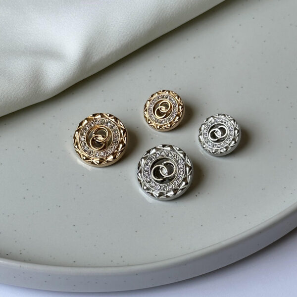 Luxury Metal Buttons with Sparkling Stones