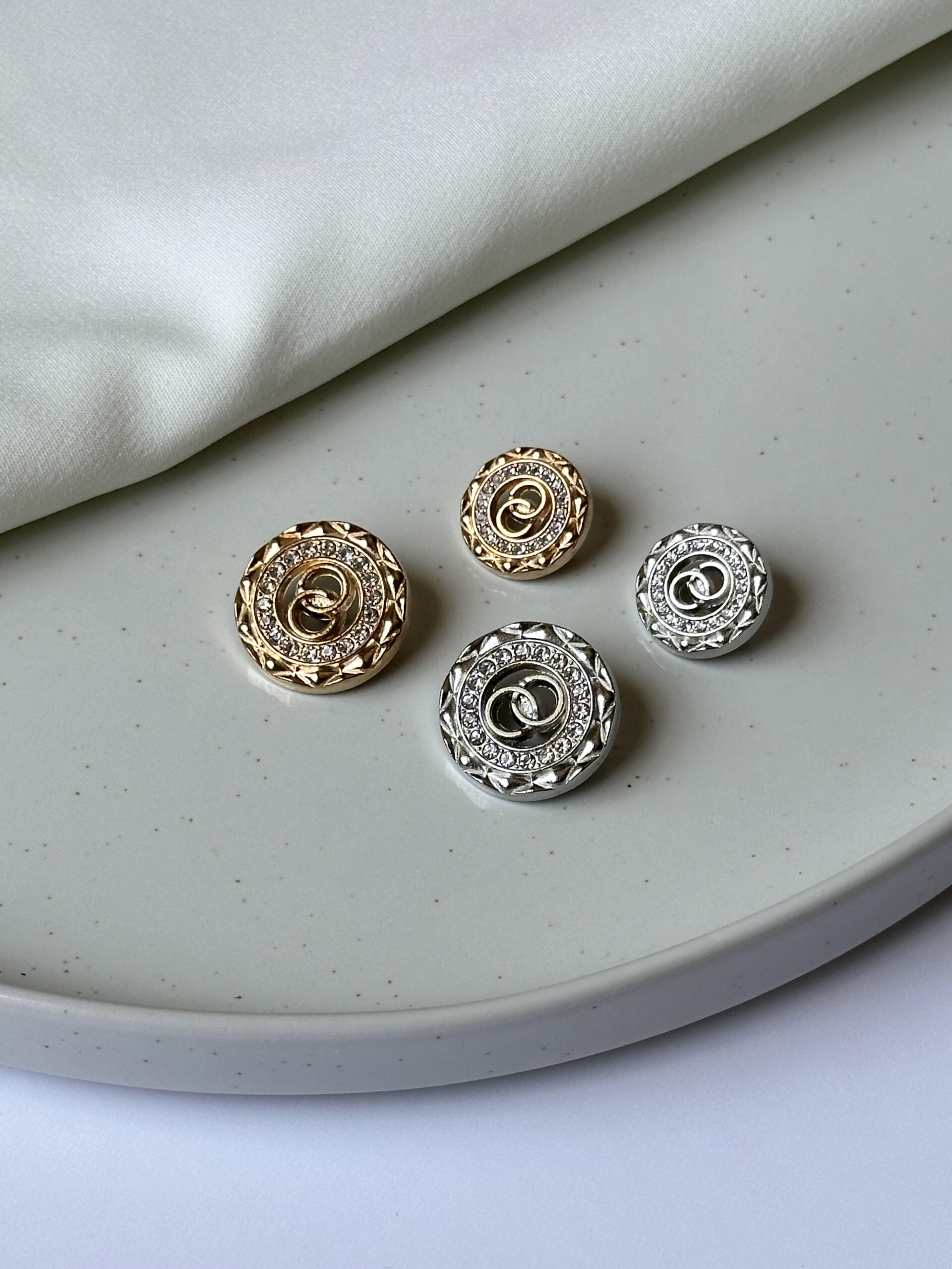 Luxury Metal Buttons with Sparkling Stones