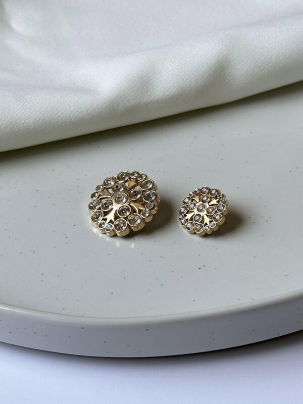 Ornate Floral Metal Button with Rhinestones