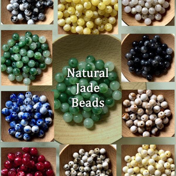 Evergreen Aura Gem Beads – 8mm & 10mm Natural Jade Rounds for Jewelry Creations