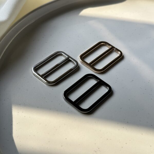 3cm Metallic Dual-Slot Strap Buckles – Shining Gold, Silver & Black | Wholesale & Retail
